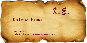 Kaincz Emma névjegykártya